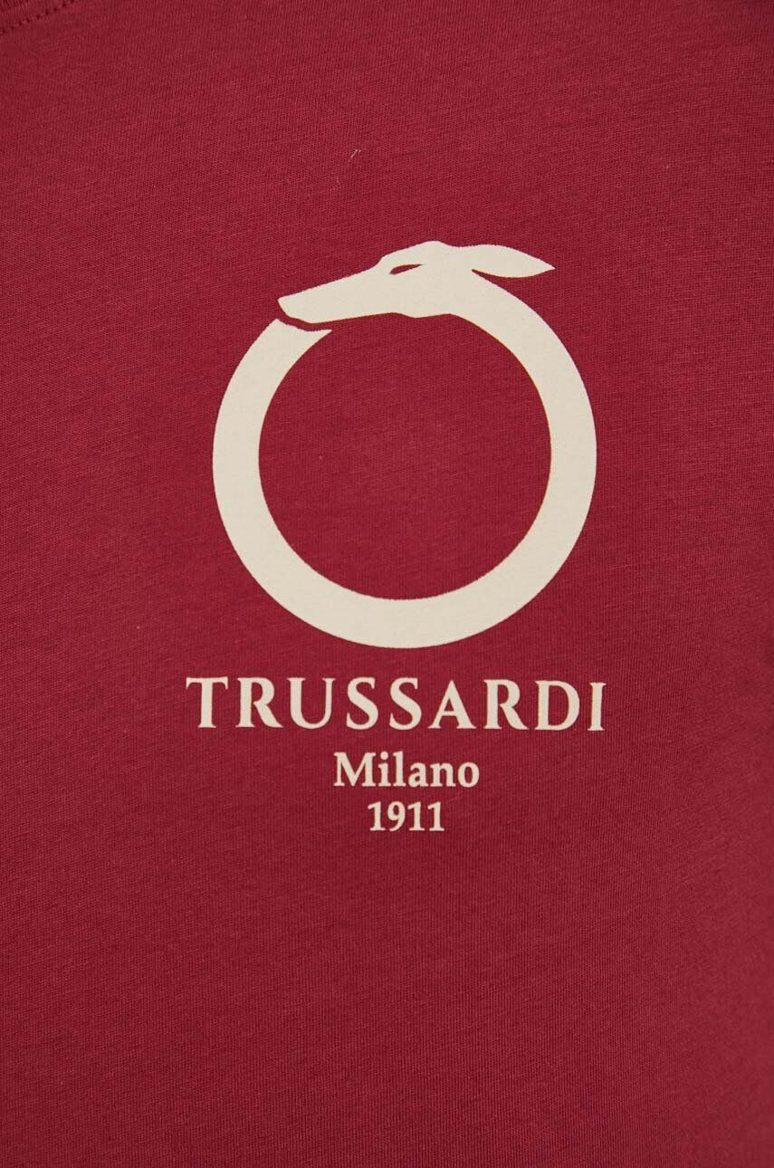 Trussardi tricou din bumbac culoarea bordo cu imprimeu - Pled.ro