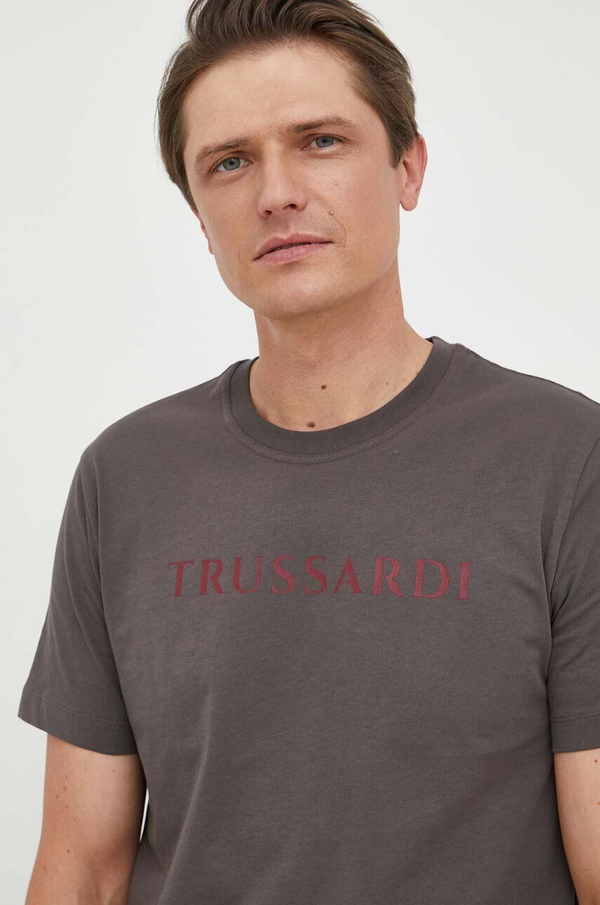 Trussardi tricou din bumbac culoarea gri cu imprimeu - Pled.ro