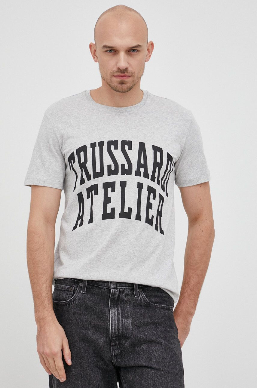 Trussardi tricou din bumbac culoarea gri cu imprimeu - Pled.ro