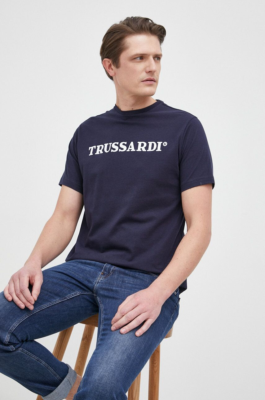 Trussardi tricou din bumbac culoarea bej - Pled.ro