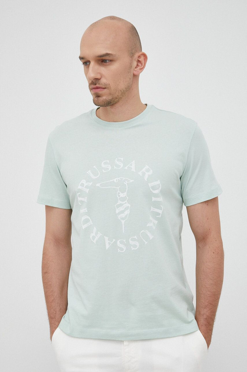 Trussardi tricou din bumbac culoarea verde cu imprimeu - Pled.ro