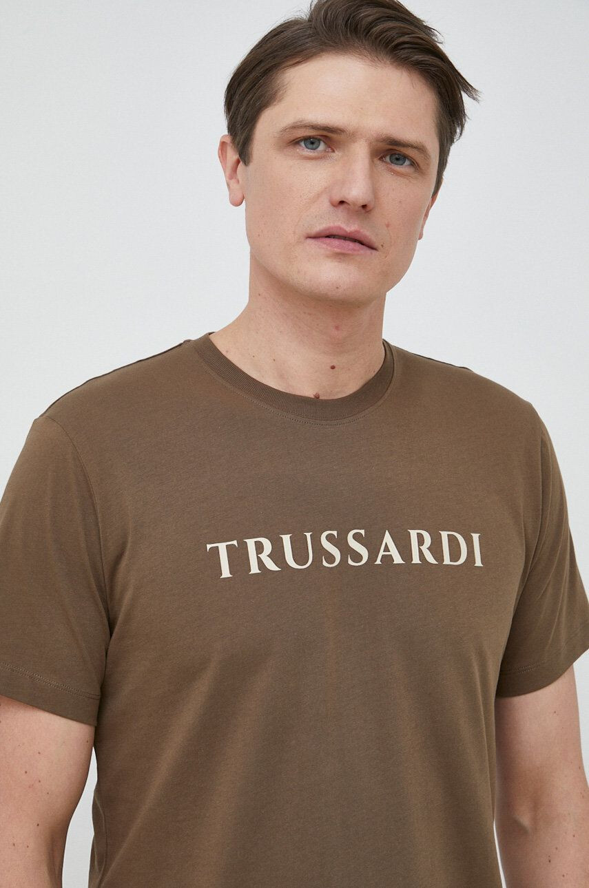 Trussardi tricou din bumbac culoarea verde cu imprimeu - Pled.ro