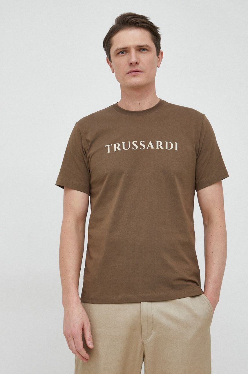 Trussardi tricou din bumbac culoarea verde cu imprimeu - Pled.ro