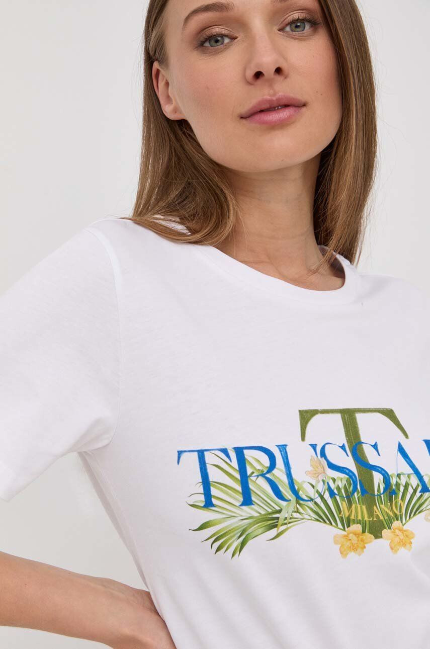 Trussardi tricou din bumbac culoarea alb - Pled.ro