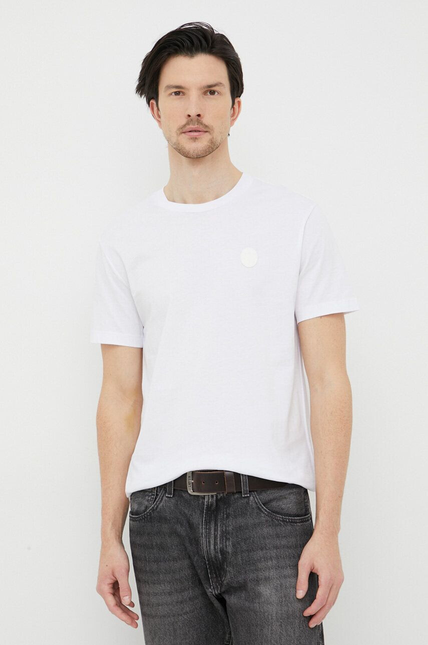 Trussardi tricou din bumbac culoarea alb neted - Pled.ro