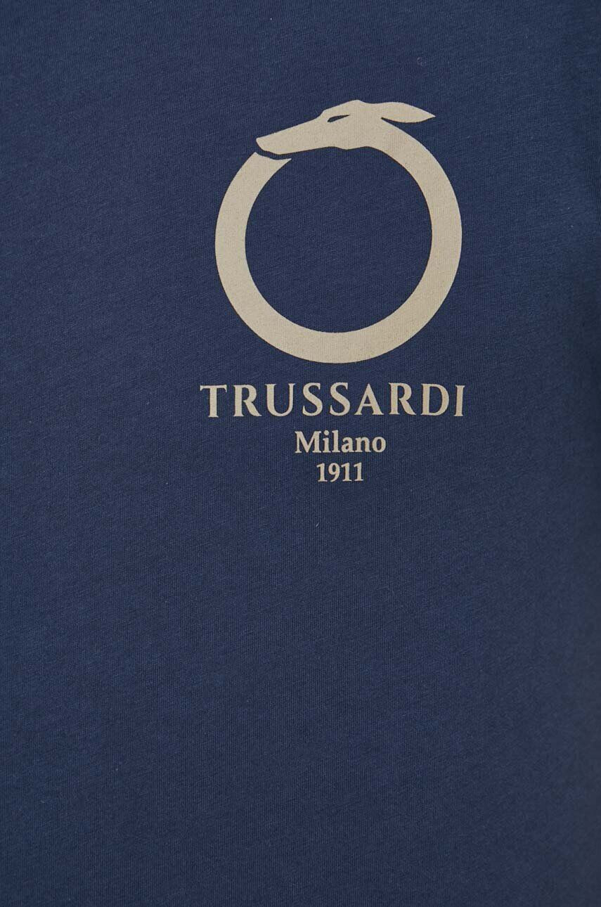 Trussardi tricou din bumbac culoarea albastru marin cu imprimeu - Pled.ro