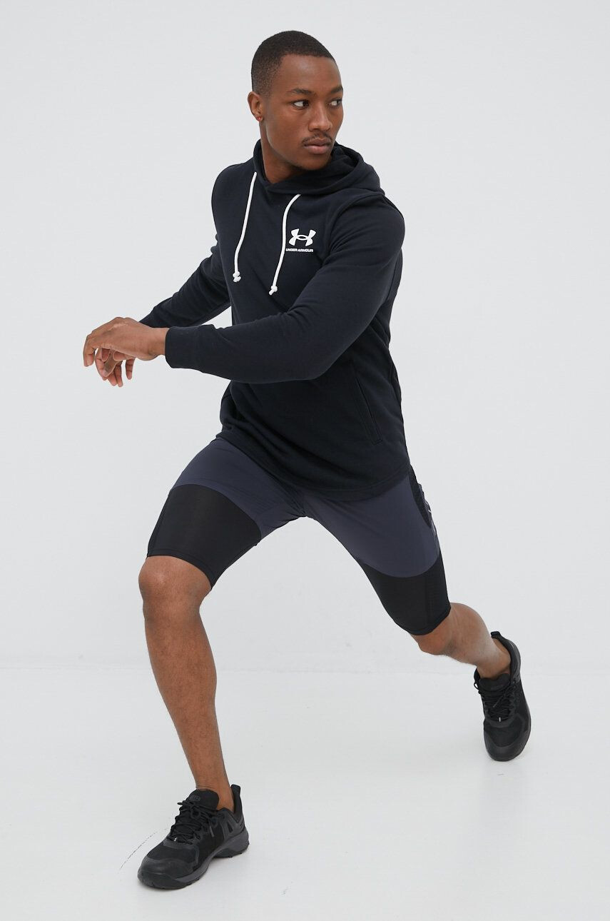 Under Armour bluza 1370401 barbati culoarea negru cu imprimeu - Pled.ro