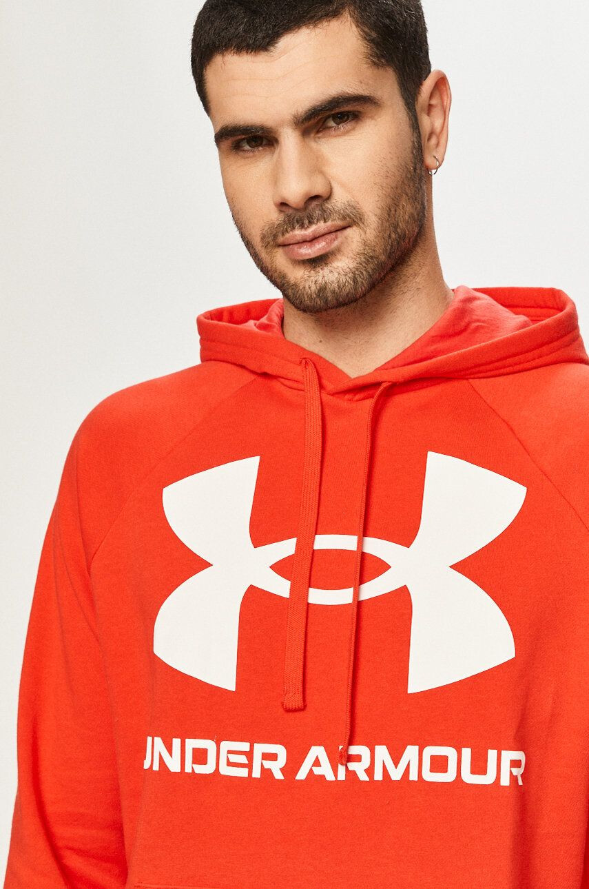 Under Armour bluza barbati culoarea albastru marin cu glugă cu imprimeu - Pled.ro