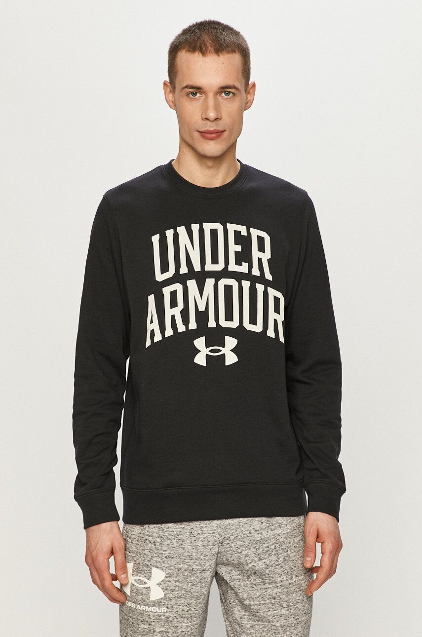 Under Armour Bluză 1361561 bărbați culoarea negru cu imprimeu - Pled.ro