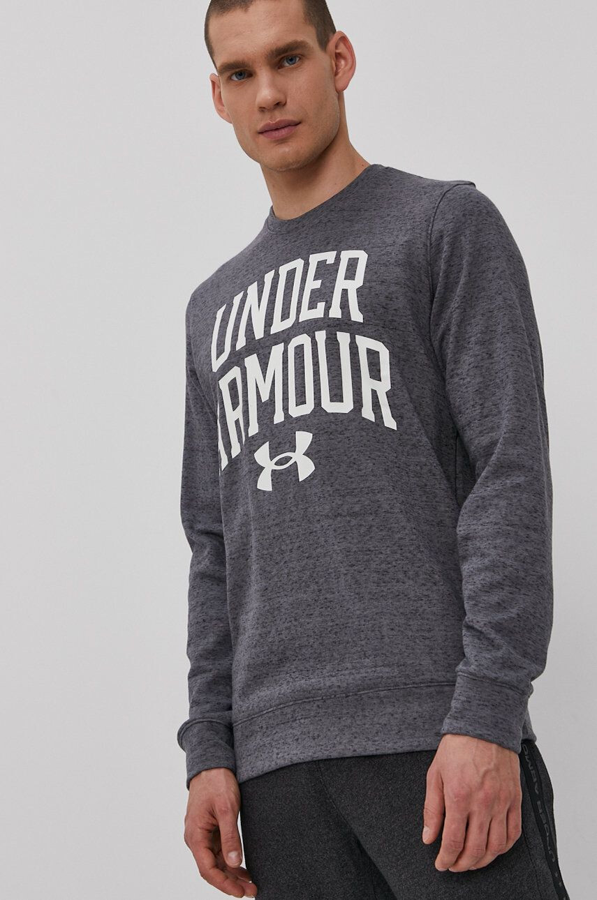 Under Armour bluză barbati culoarea gri cu glugă cu imprimeu 1357093-652 - Pled.ro