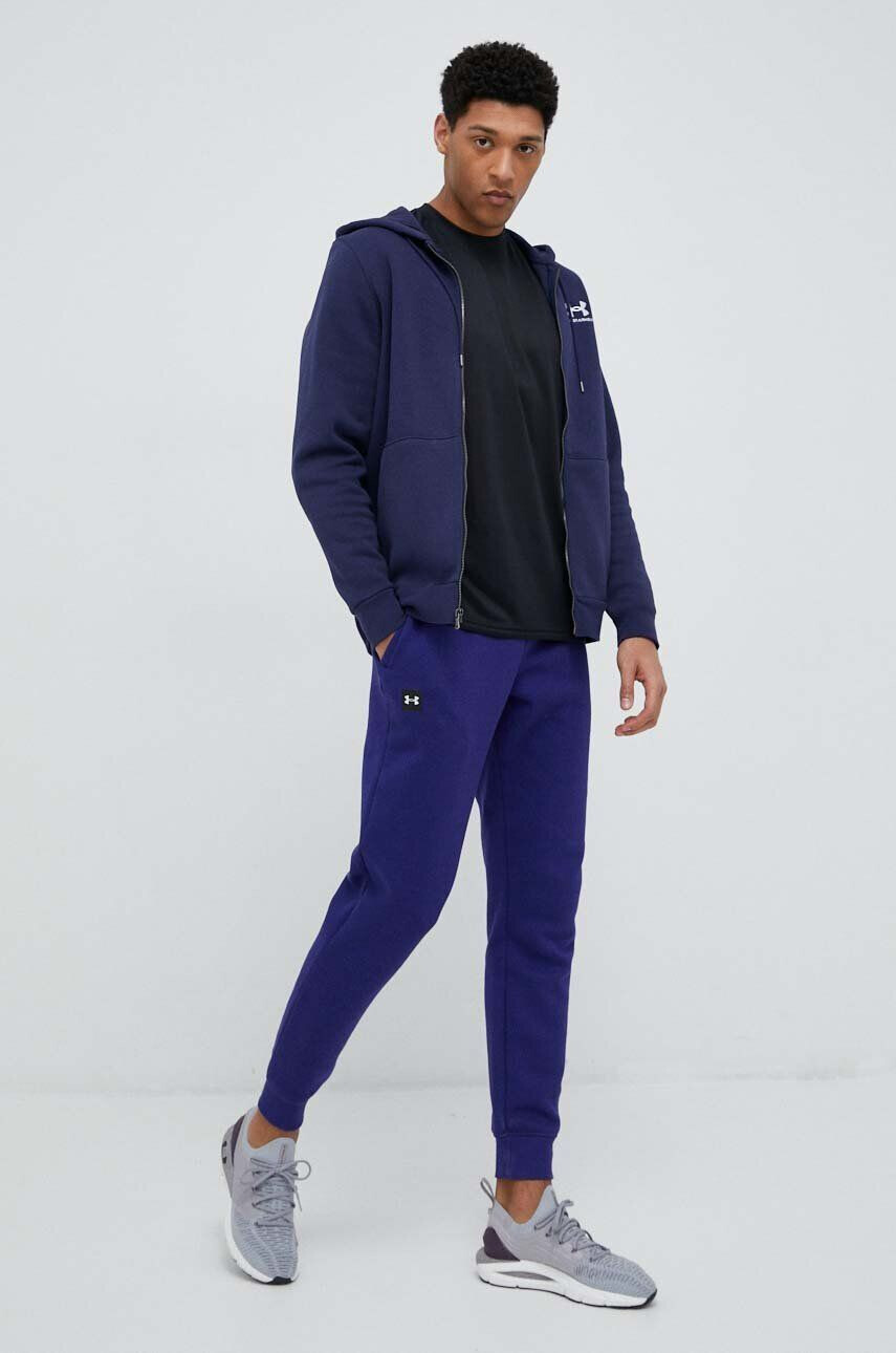 Under Armour bluza barbati culoarea albastru marin cu glugă neted - Pled.ro