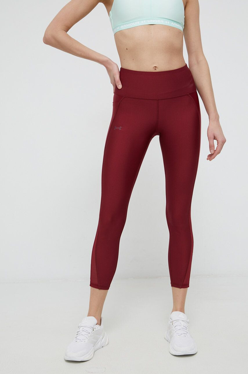 Under Armour Colanți femei culoarea bordo material neted - Pled.ro