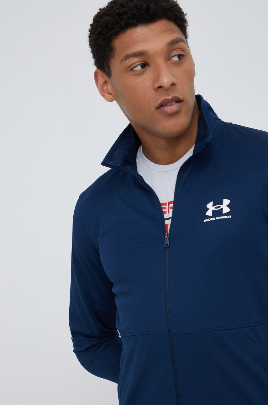 Under Armour hanorac de antrenament Pique 1366202 barbati culoarea albastru marin neted - Pled.ro