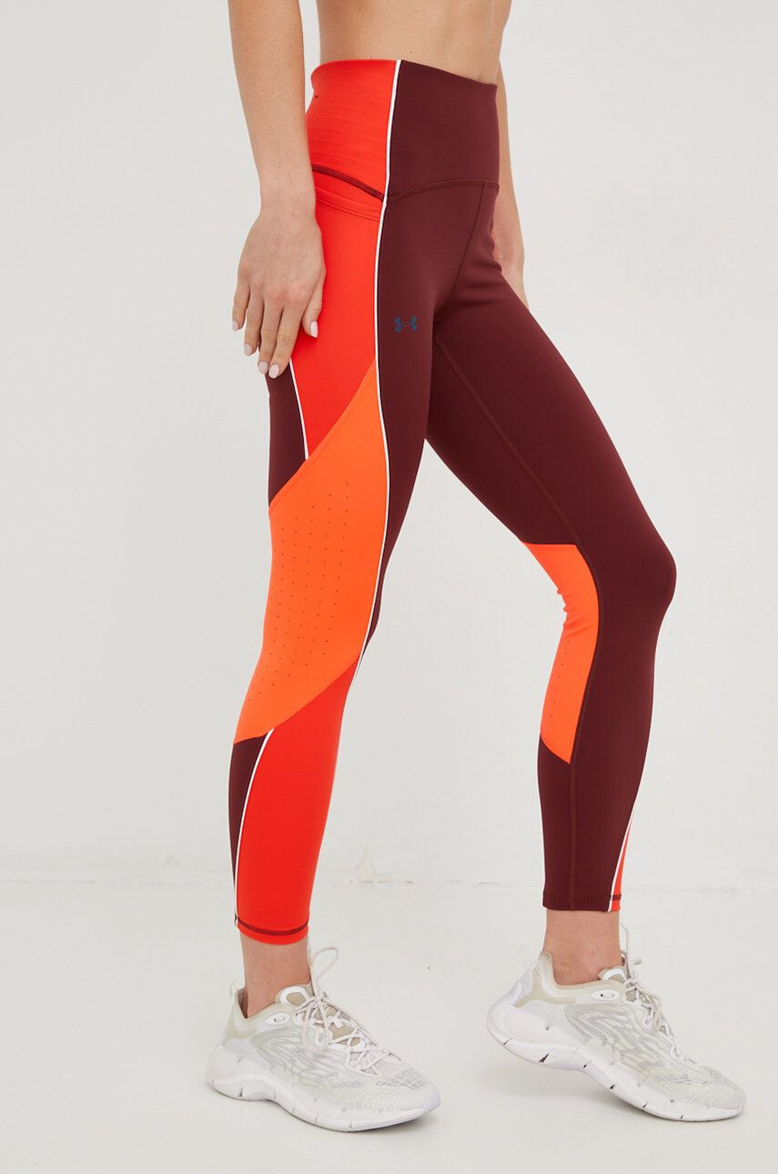 Under Armour leggins de antrenament Rush femei culoarea bordo modelator - Pled.ro