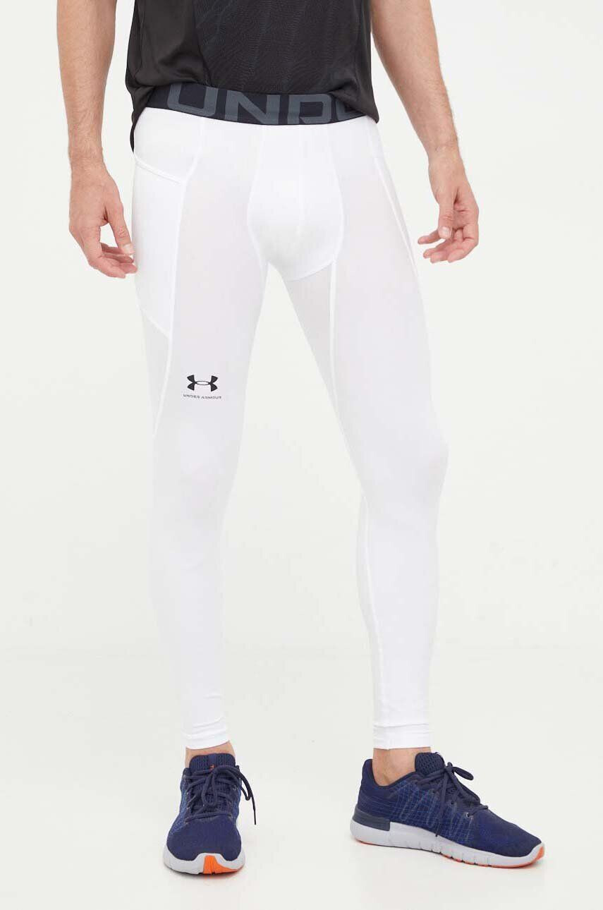 Under Armour leggins de antrenament barbati culoarea alb neted - Pled.ro