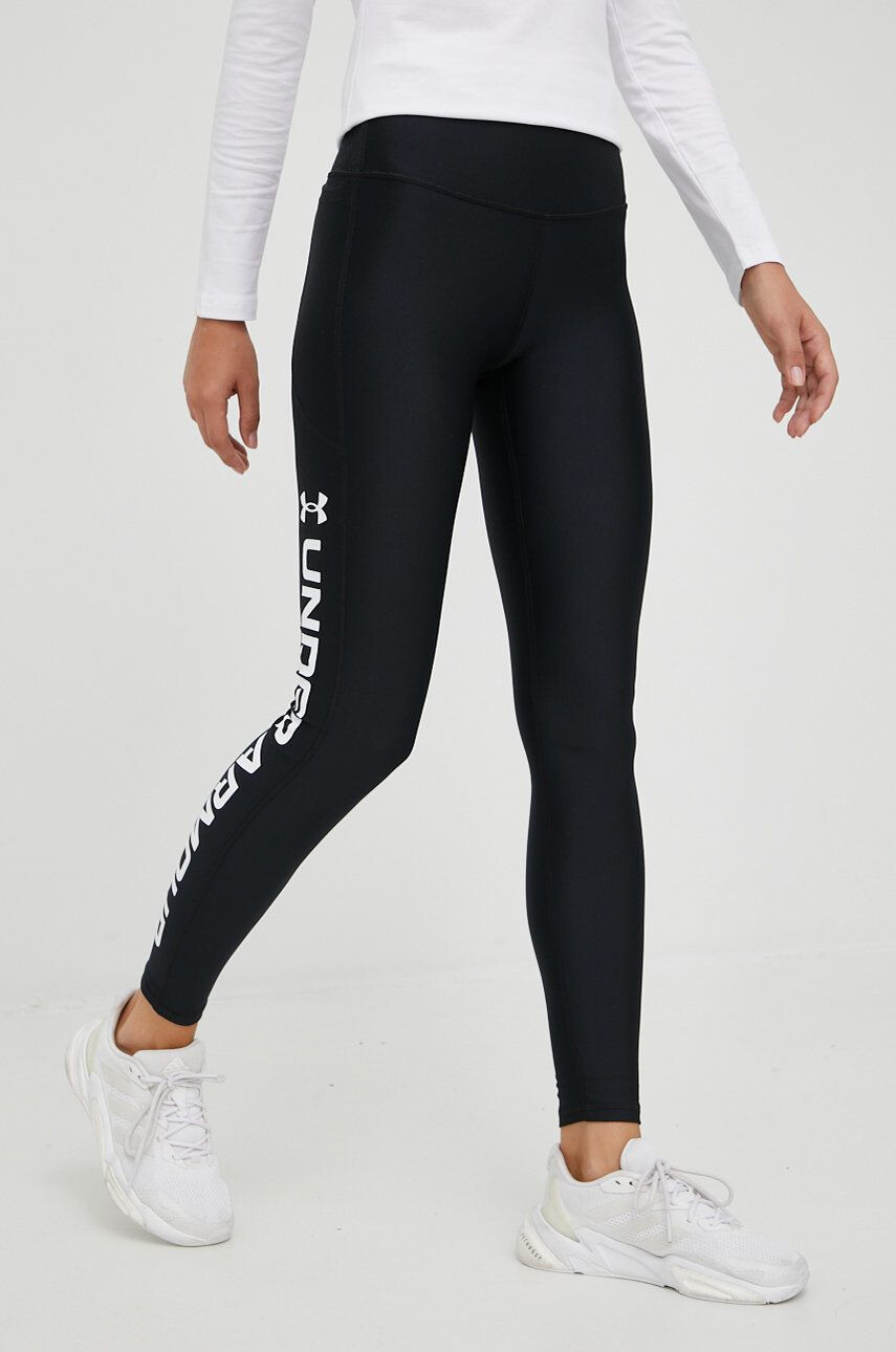 Under Armour leggins de antrenament Armour Branded femei culoarea negru cu imprimeu - Pled.ro