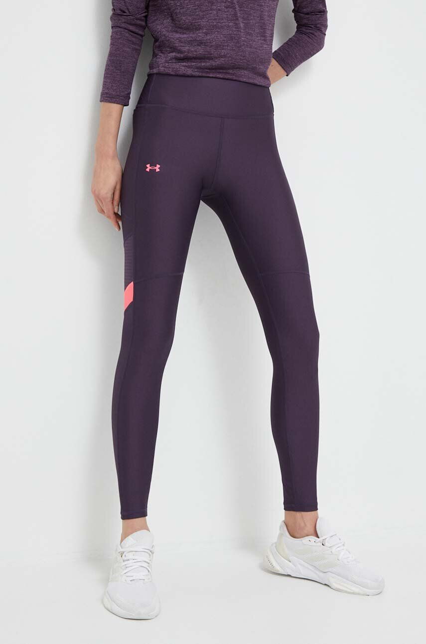 Under Armour leggins de antrenament Armour Mesh Panel culoarea violet neted - Pled.ro