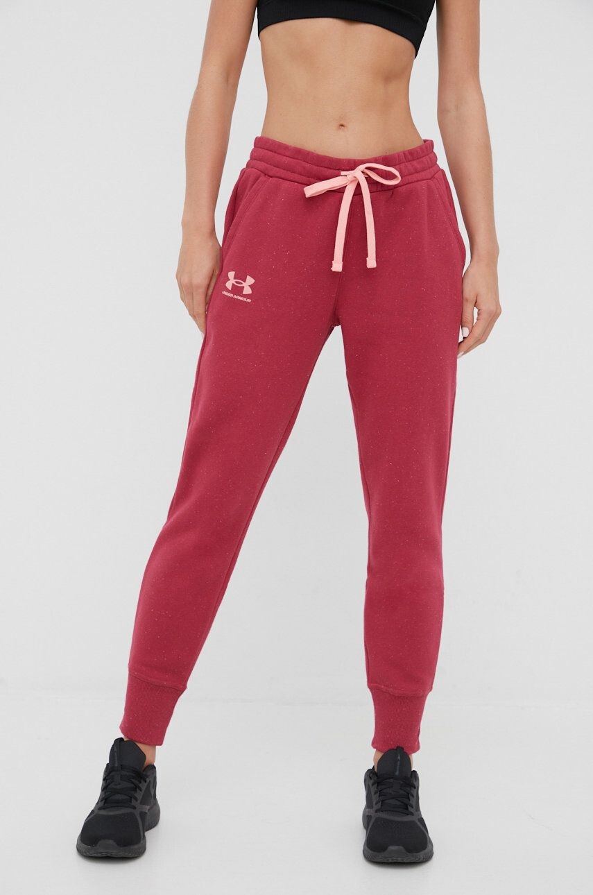 Under Armour pantaloni 1356416 femei culoarea bordo melanj 1356416-035 - Pled.ro