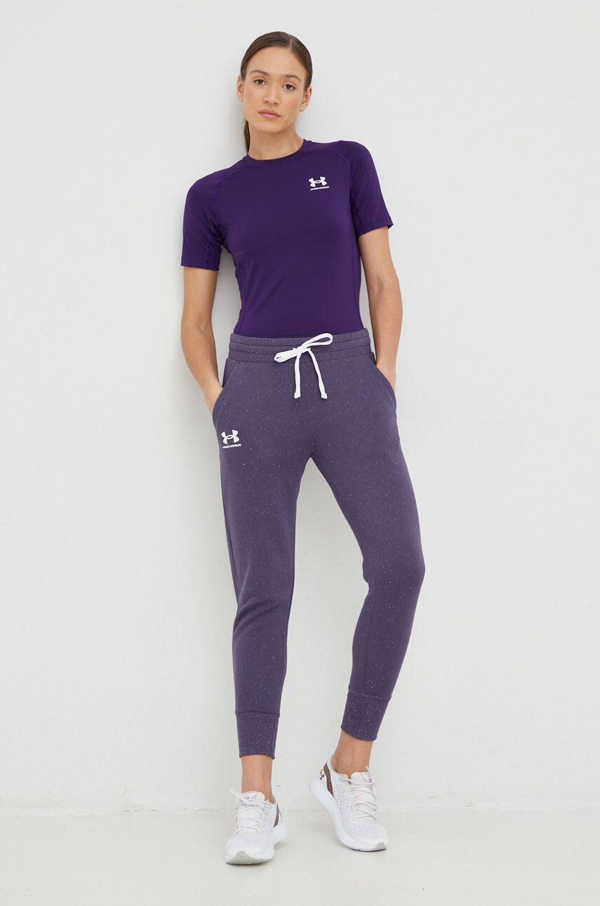 Under Armour pantaloni femei culoarea violet melanj 1356416-035 - Pled.ro