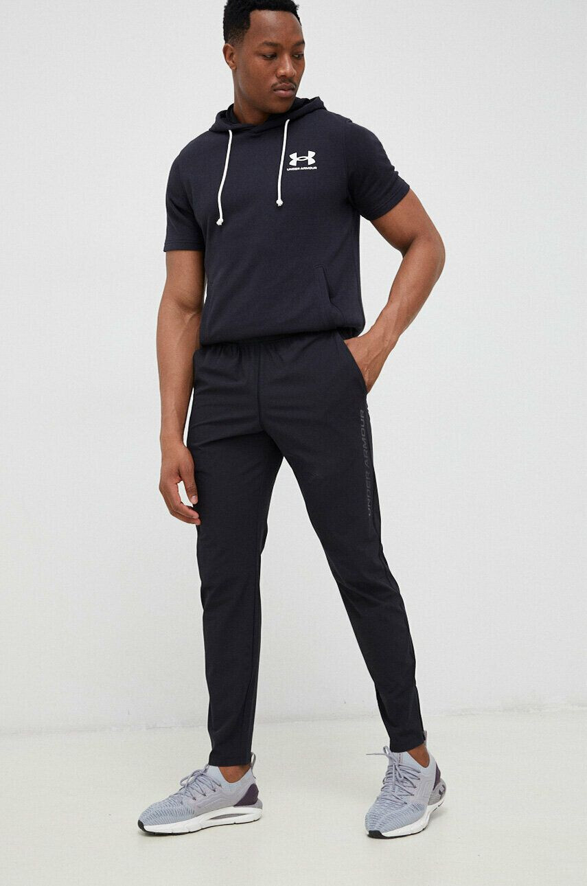 Under Armour pantaloni de alergare Storm culoarea negru neted - Pled.ro