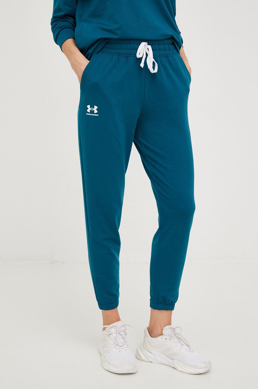 Under Armour pantaloni de trening barbati culoarea negru cu imprimeu - Pled.ro