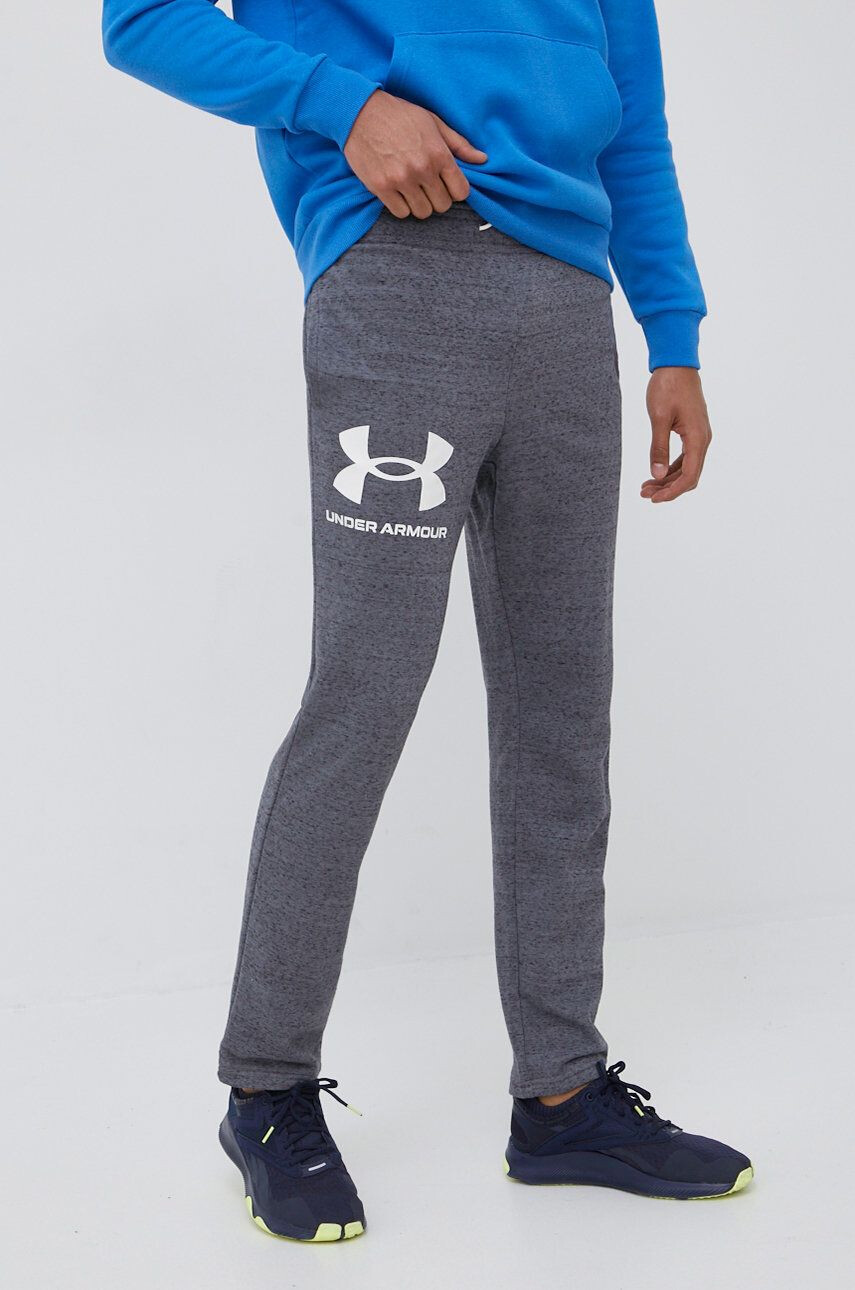 Under Armour pantaloni de trening 1361644 barbati culoarea gri neted - Pled.ro