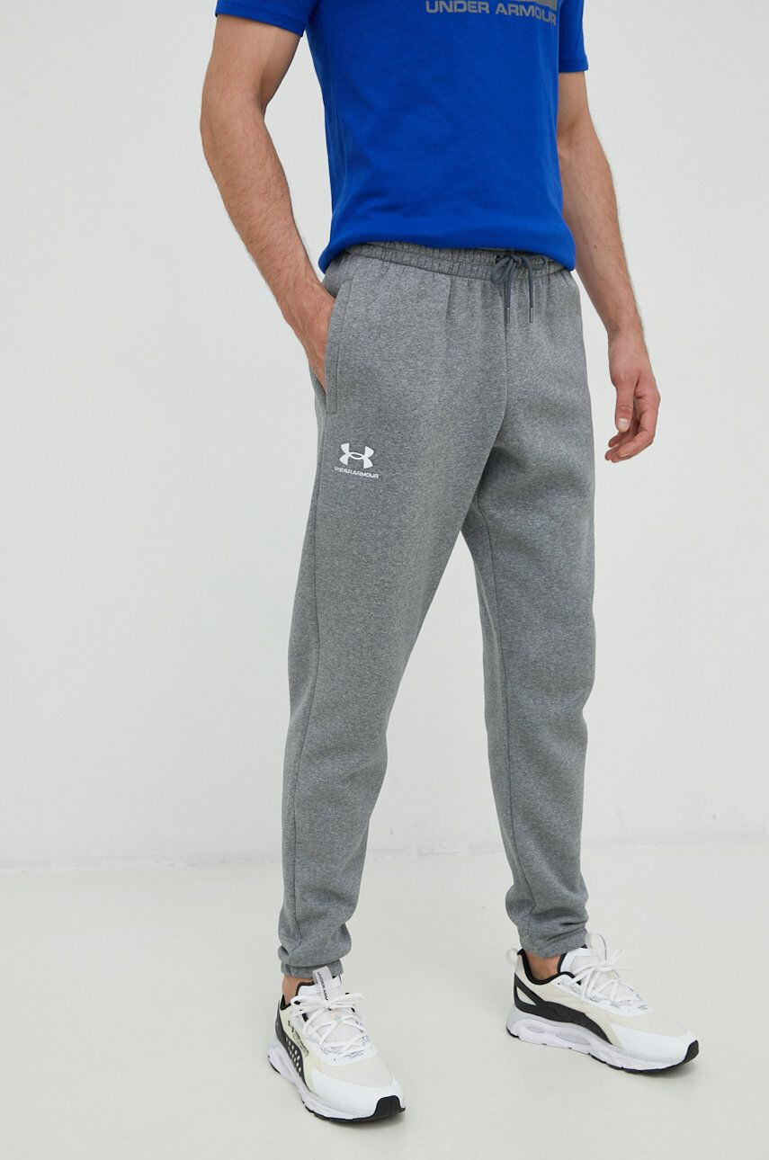 Under Armour pantaloni de trening barbati culoarea gri neted - Pled.ro