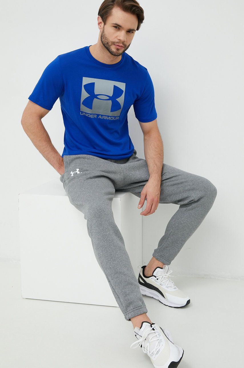 Under Armour pantaloni de trening barbati culoarea gri neted - Pled.ro