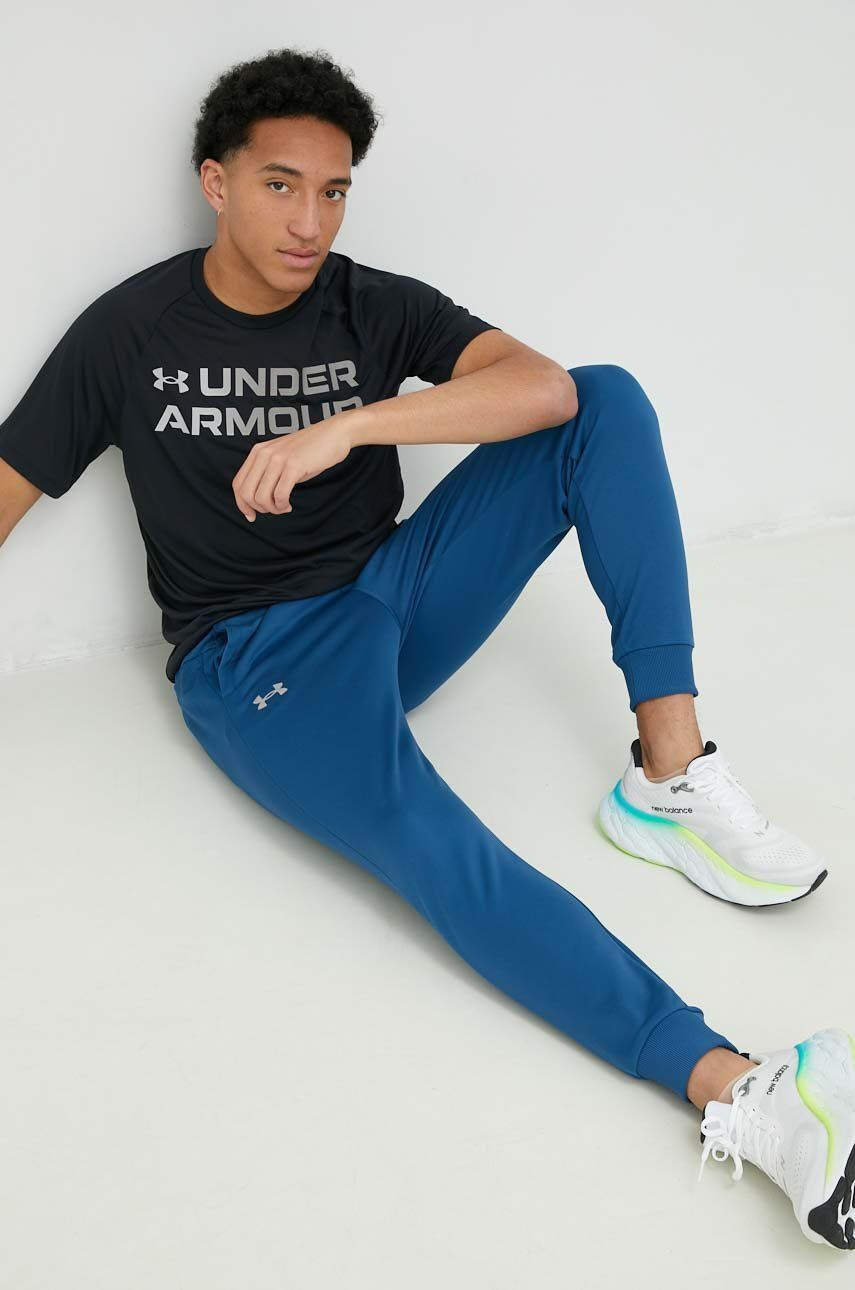 Under Armour pantaloni de trening Armour Fleece barbati culoarea albastru marin neted - Pled.ro