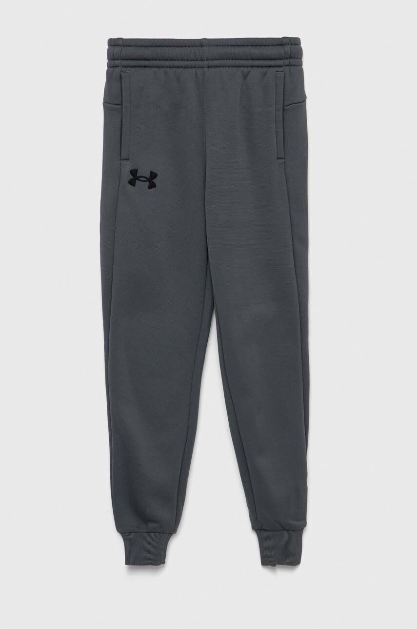 Under Armour pantaloni de trening pentru copii culoarea gri neted - Pled.ro