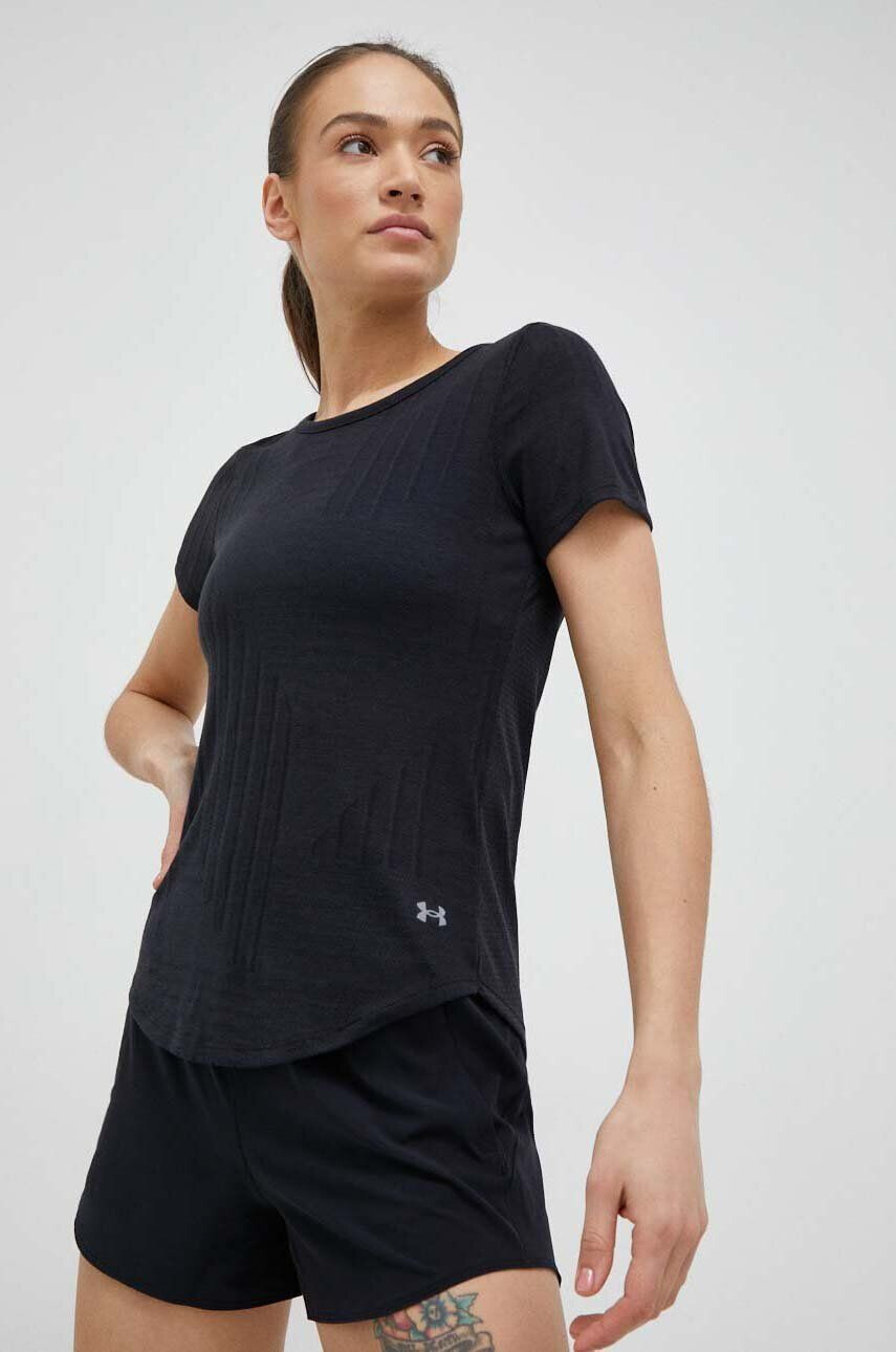 Under Armour tricou de alergare Streaker Deco Diamond culoarea negru - Pled.ro