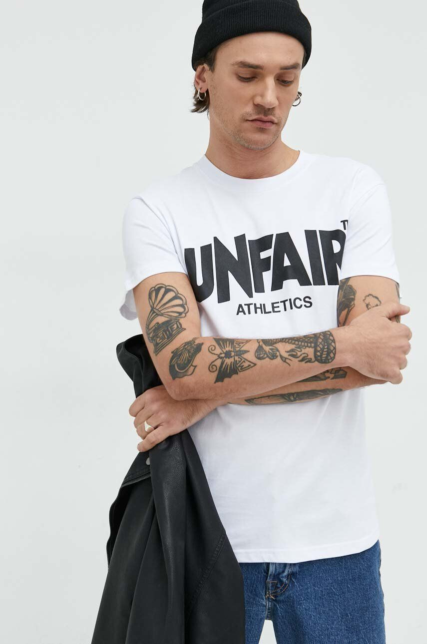 Unfair Athletics tricou din bumbac culoarea alb cu imprimeu - Pled.ro