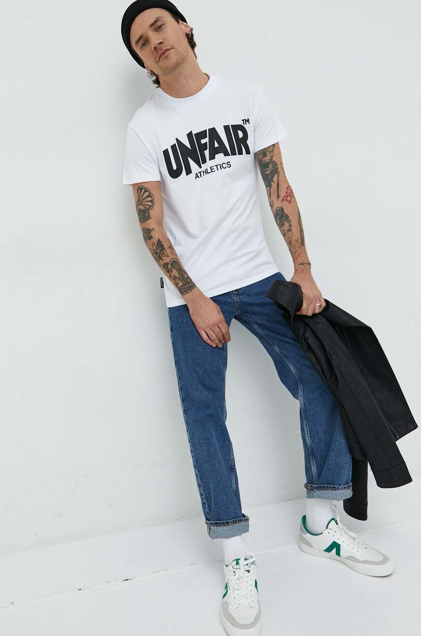 Unfair Athletics tricou din bumbac culoarea alb cu imprimeu - Pled.ro