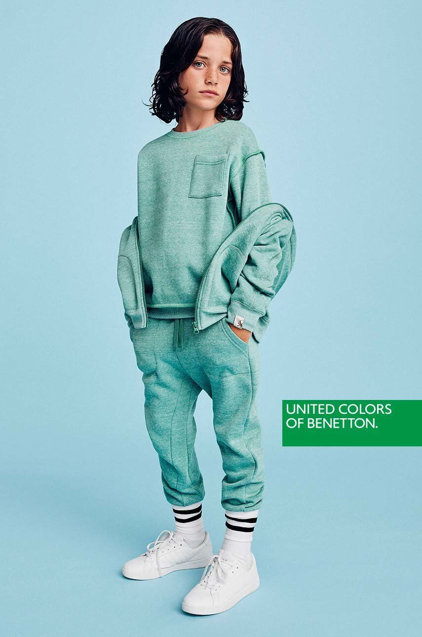 United Colors of Benetton bluza copii culoarea galben cu imprimeu - Pled.ro