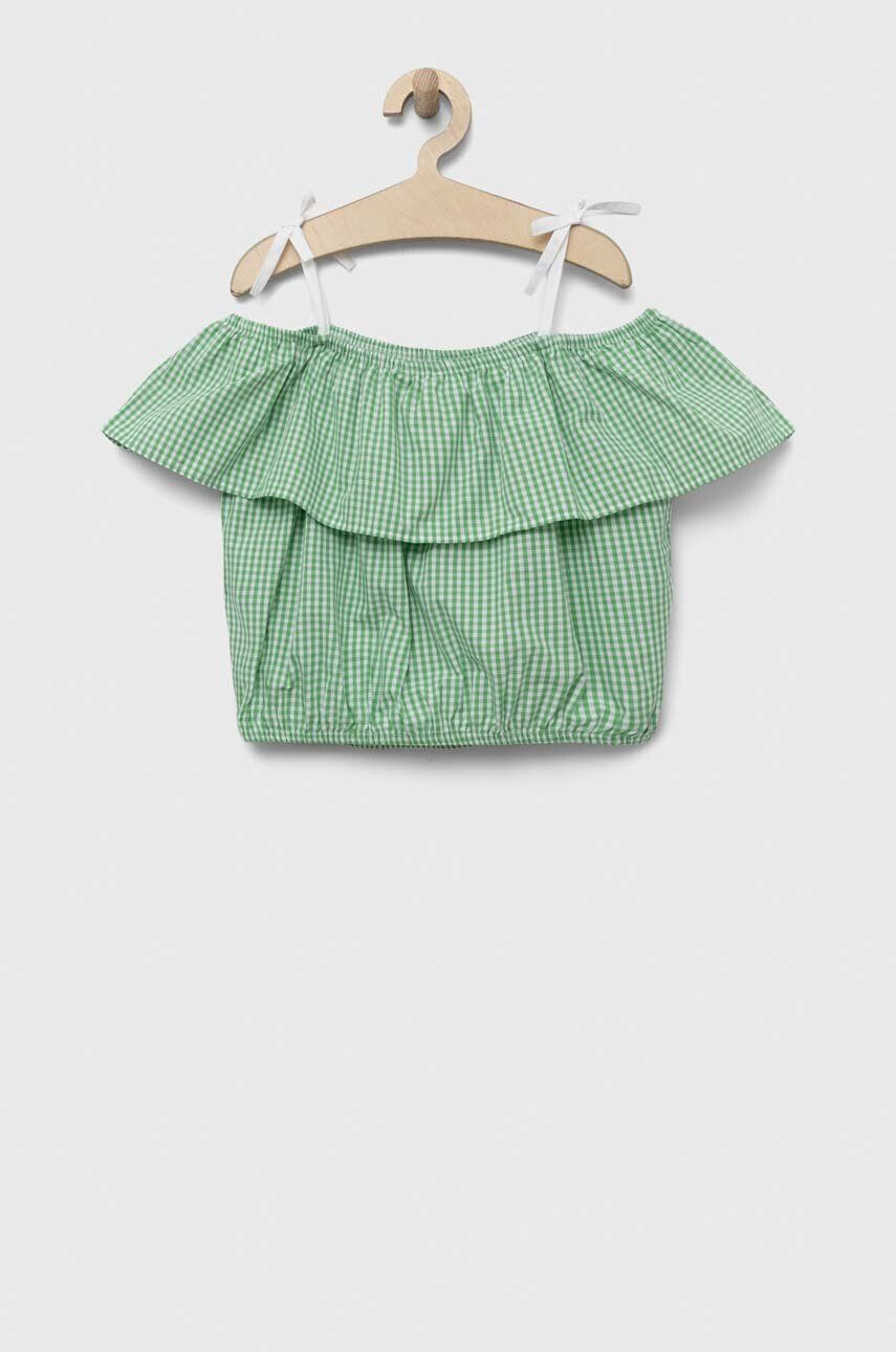 United Colors of Benetton bluza de bumbac pentru copii culoarea verde - Pled.ro