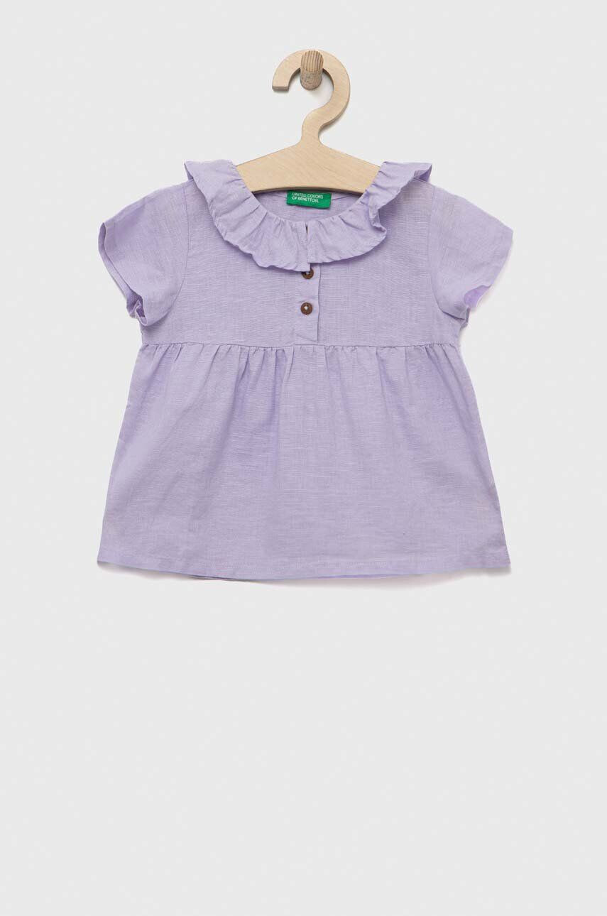 United Colors of Benetton bluza de in pentru copii culoarea violet neted - Pled.ro