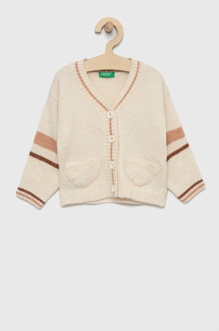 United Colors of Benetton cardigan copii culoarea bej light - Pled.ro