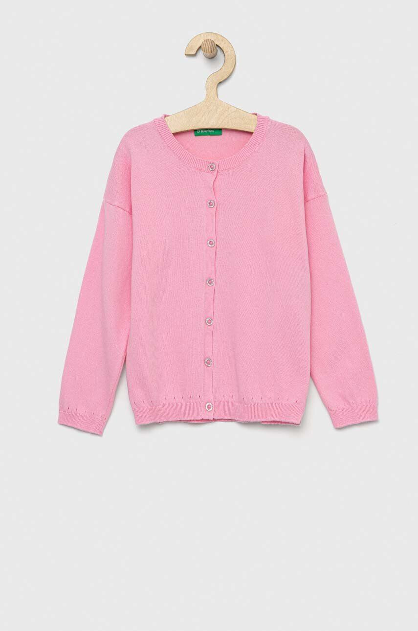 United Colors of Benetton cardigan copii culoarea roz light - Pled.ro