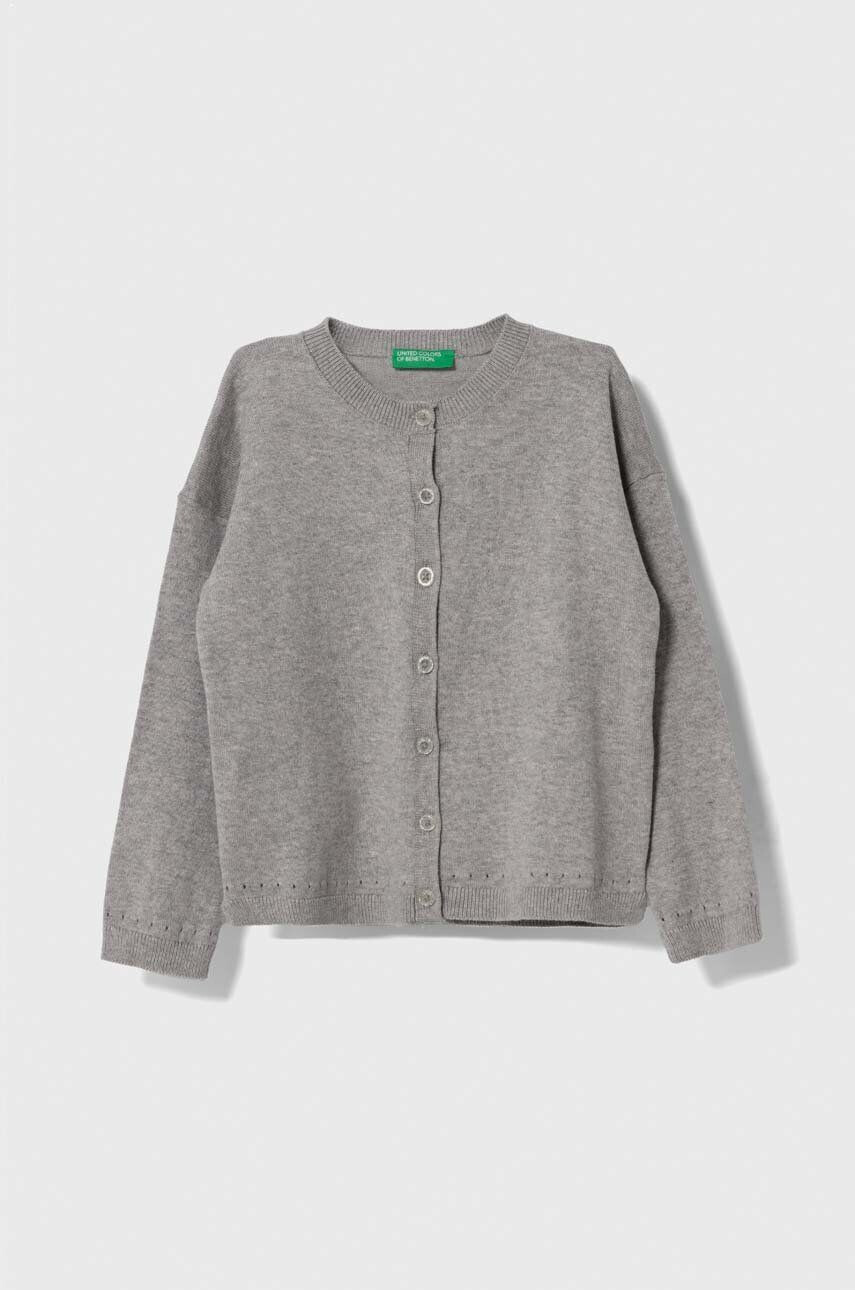 United Colors of Benetton cardigan copii culoarea gri light - Pled.ro