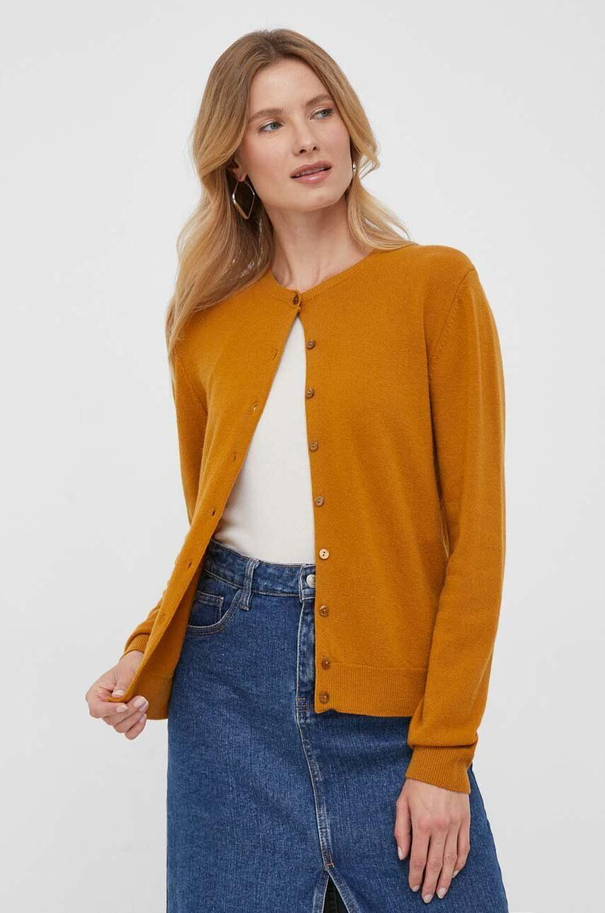 United Colors of Benetton cardigan din lana culoarea maro light - Pled.ro