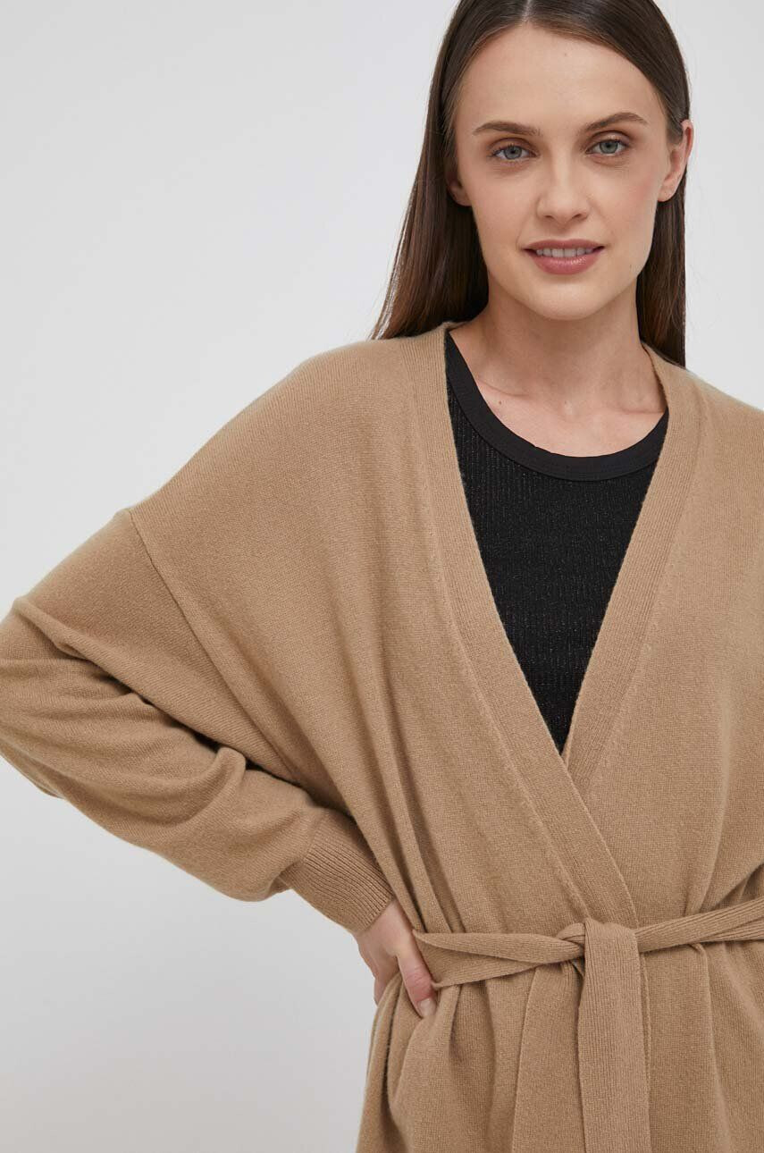 United Colors of Benetton cardigan din lana culoarea maro light - Pled.ro