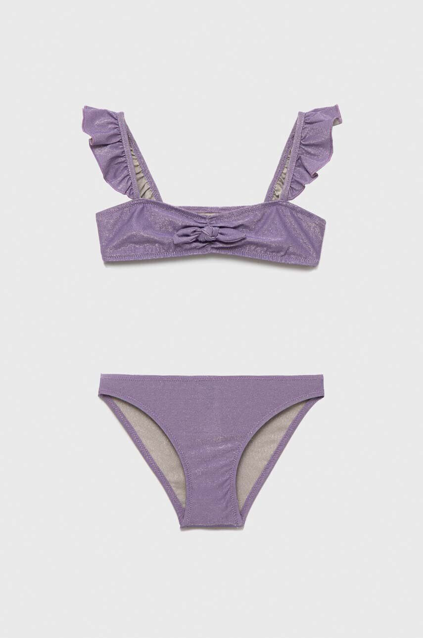 United Colors of Benetton costum de baie pentru copii din două piese culoarea violet - Pled.ro