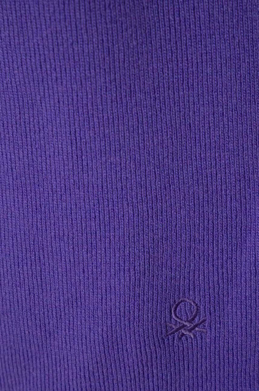 United Colors of Benetton esarfa de lana culoarea violet neted - Pled.ro