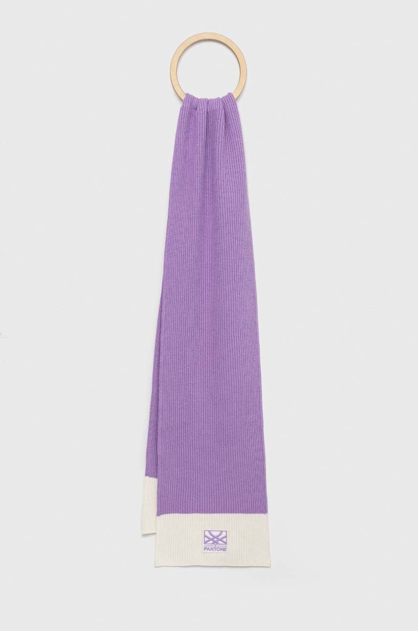 United Colors of Benetton esarfa din amestec de lana X Pantone culoarea violet modelator - Pled.ro