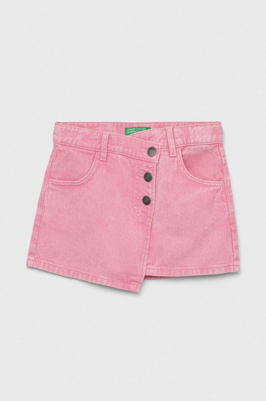 United Colors of Benetton fusta denim pentru copii culoarea roz mini drept - Pled.ro