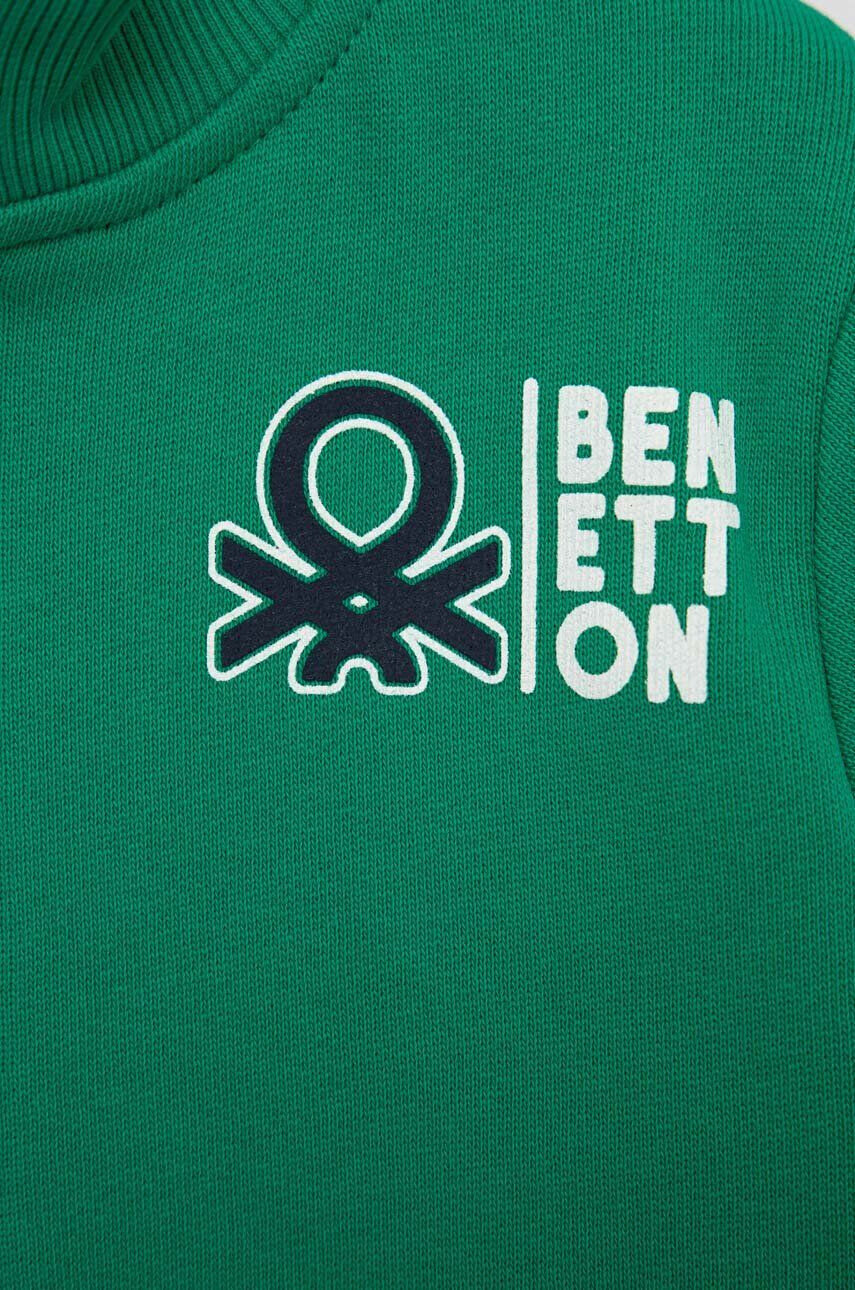 United Colors of Benetton hanorac de bumbac pentru copii culoarea verde cu glugă modelator - Pled.ro