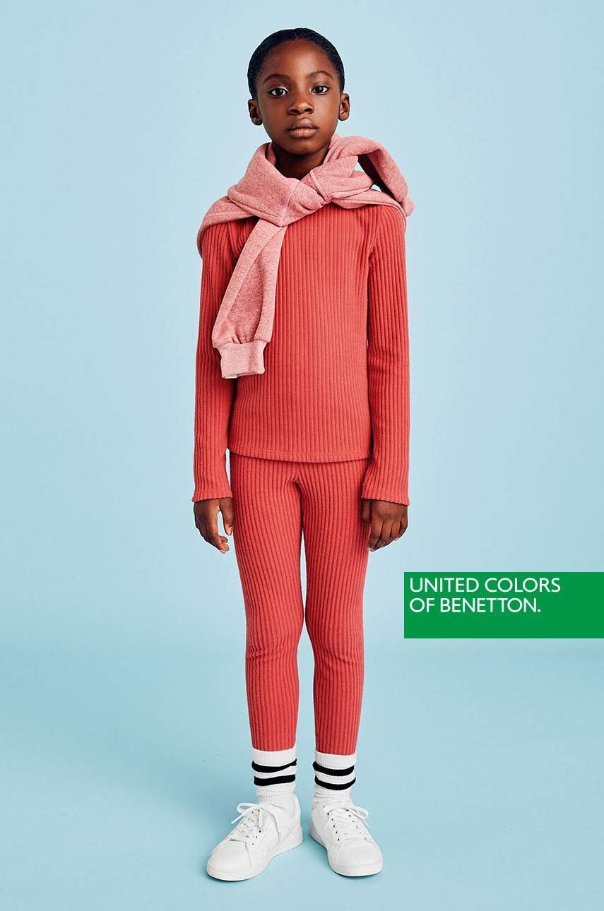 United Colors of Benetton leggins copii culoarea roz neted - Pled.ro