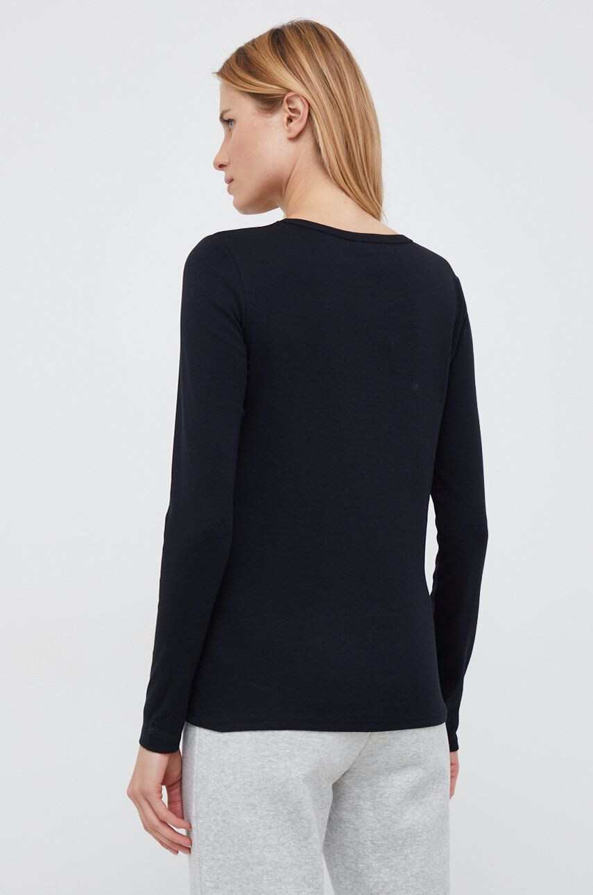 United Colors of Benetton longsleeve femei culoarea negru - Pled.ro