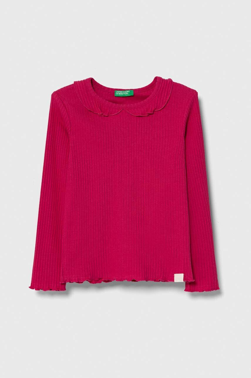 United Colors of Benetton longsleeve copii culoarea roz - Pled.ro