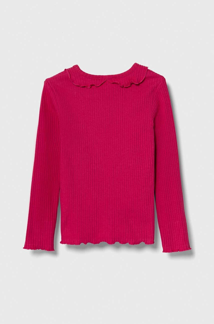 United Colors of Benetton longsleeve copii culoarea roz - Pled.ro